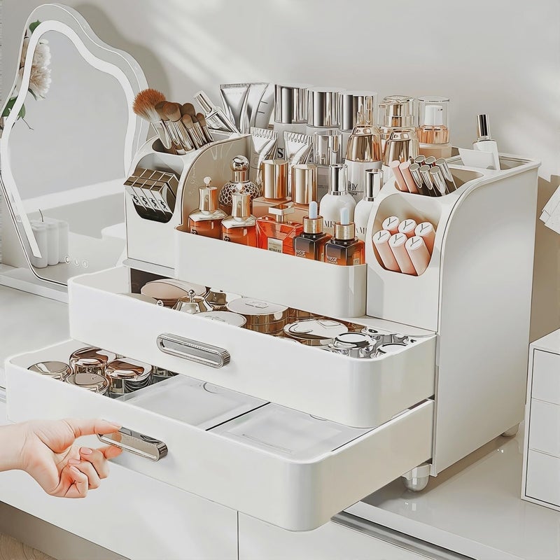 Heaime Makeup Organizer with Drawers for Vanity,Bathroom Countertop Organizer with Brushes Holder,Skincare Storage Organizer,Perfect Cosmetic Display Case for Skincare,Lipstick and Beauty Essential - Image 5
